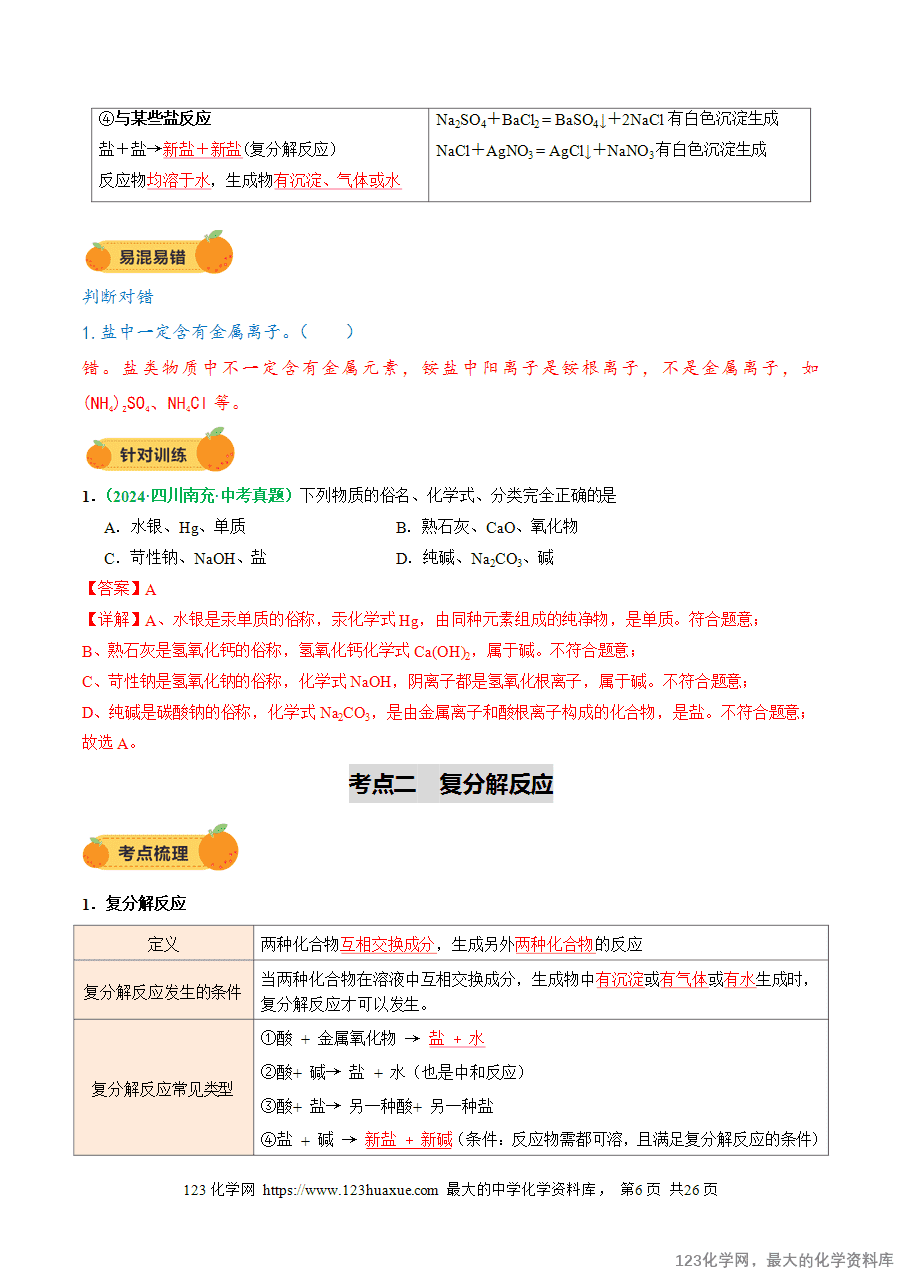 2025中考化学一轮复习专题10 常见的盐(讲义)(解析版)-6