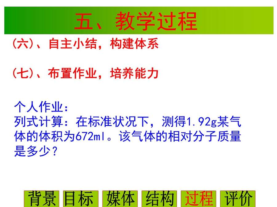 幻灯片29 【说播课】全国高中化学说课大赛课题《气体摩尔体积》宁夏育才中学 雒永辉