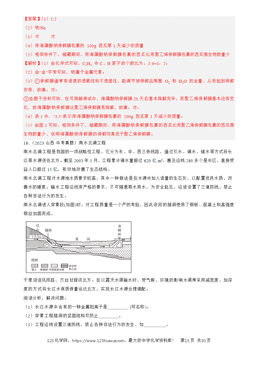 2022-2024三年中考化学真题分类汇编全国通用专题25 阅读理解题解析版-15 2022-2024三年中考化学真题分类汇编全国通用专题25 阅读理解题解析版
